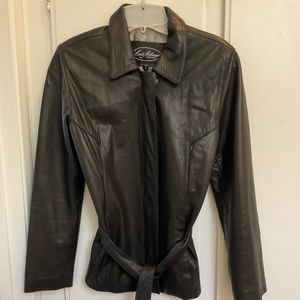 Luis Alvear black leather jacket, size petite.